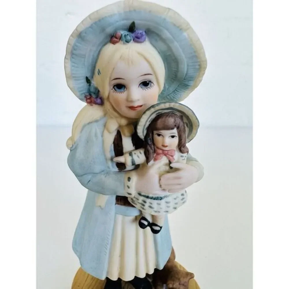 Porcelain Stacy Figurine Holding Doll Cat Drinking Milk Jan Hagara Limited #2657